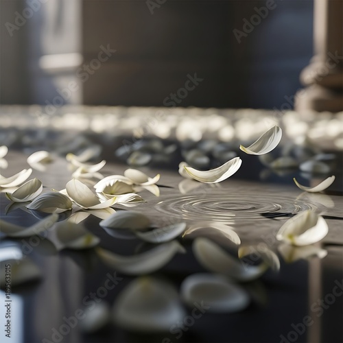 Petals afloat serenity, delicate beauty and tranquility floral essence