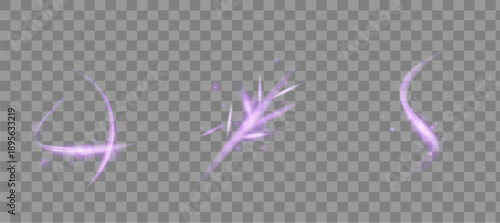 Soft Glowing Purple Light Effect Trails Vector Set
