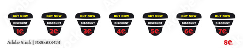 Set of Discount Sales Funnel Badges from 10 to 70 Percent Off