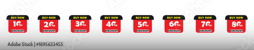 Set of Discount Sales Funnel Badges from 10 to 70 Percent Off