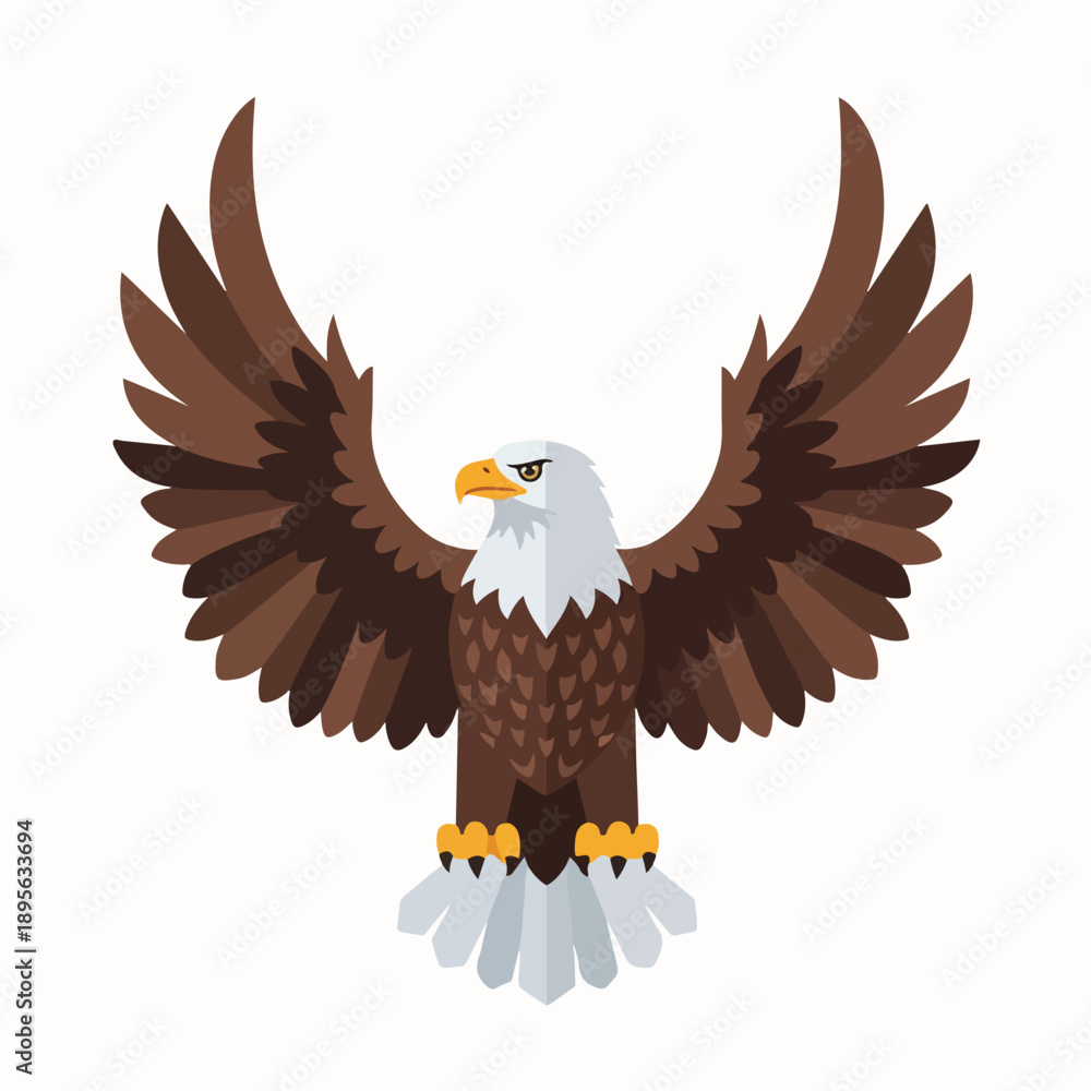 Obraz premium A stylized eagle illustration with outstretched wings, forward-facing