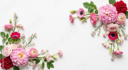 Elegant Floral Arrangement - A Delicate Composition of Pink and Red Blooms.