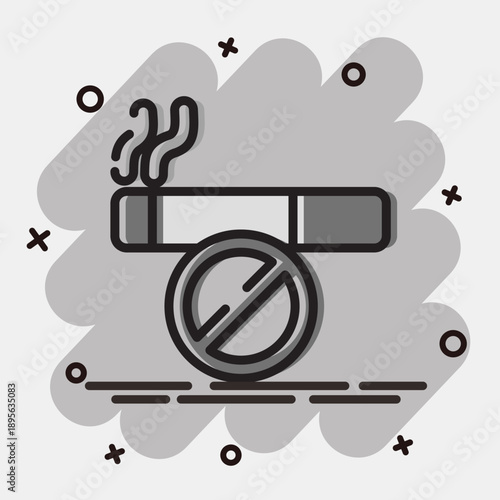 Icon no smoking. Ramadan kareem elements. Icon in comic style.
