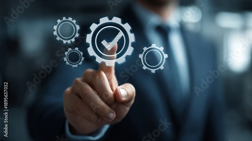 Businessman Selecting Gear Icon.