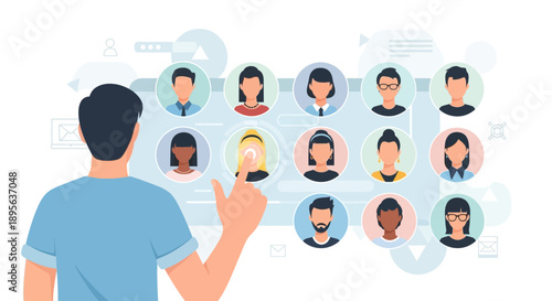 Interactive online communication with diverse team members and connecting digital profiles