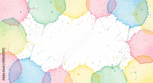 Pastel watercolor splash frame background perfect for spring and summer design projects