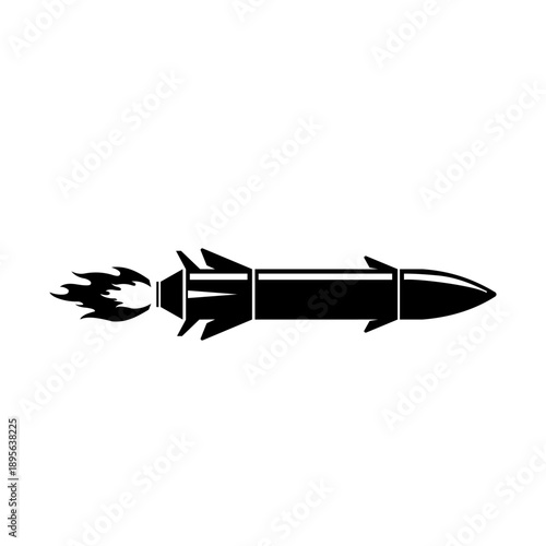 Cruise Missile Rocket Weapon Nuclear Warhead Icon Black Silhouette Symbol