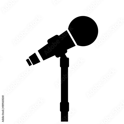 Microphone Mic Audio Recording Equipment Silhouette Vector Icon Black