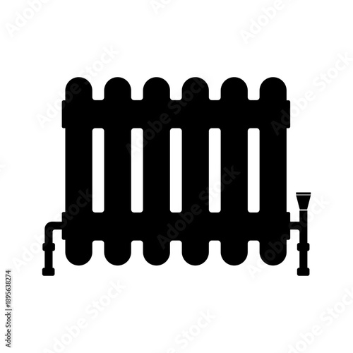 Household Home Radiator Central Heating Appliance Icon Black Silhouette Illustration