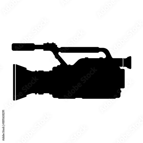 Video Camera Camcorder Vector Icon Illustration Black Silhouette