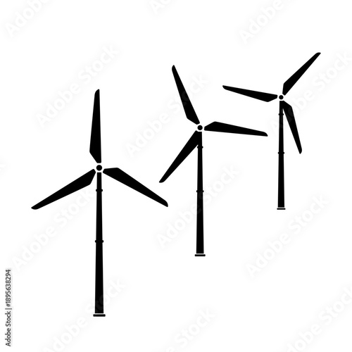 Wind turbines Wind Farm Renewable Eco Energy Vector Icon Illustration Symbol Silhouette
