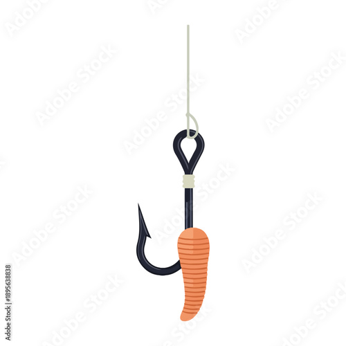 Fishing hook with bait attached simple vector illustration