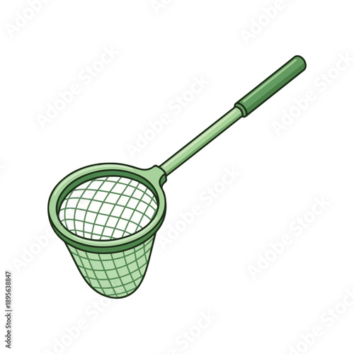 Green cartoon dip net or fishing net illustration