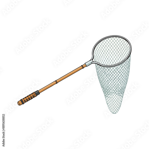 Landing Net Fishing Tool Vector Illustration