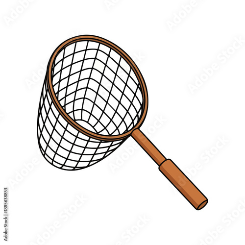 Cartoon Net Icon Fishing or Butterfly Catching Equipment