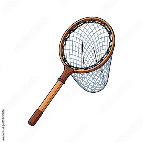 Scoop Net Cartoon Icon Butterfly Fishing Equipment Vector Illustration