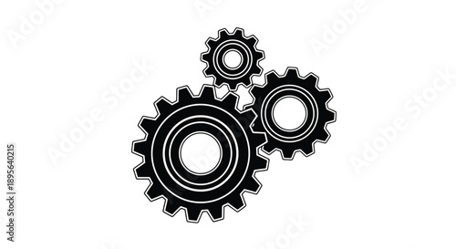Three interlocking gears representing teamwork and mechanical processes.