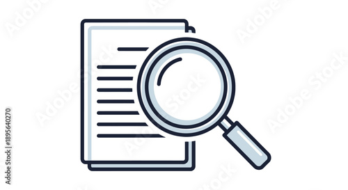 Document analysis with magnifying glass icon.