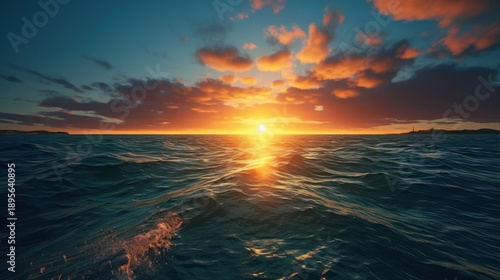 The ocean meets the fiery sky in a glorious symphony of sunset colors.