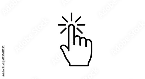 Black Outline Hand Cursor Click Icon Vector