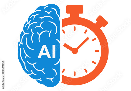 AI coaching combines a brain and stopwatch, symbolizing intelligent sport training. Modern, vibrant design for commercial use.