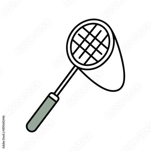 Butterfly Net Icon Simple Line Art Illustration