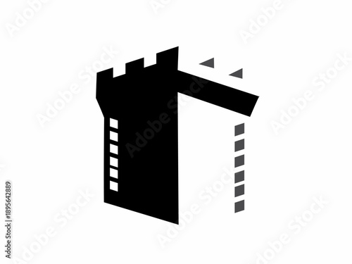 A creative logo design combining a fortress or castle silhouette