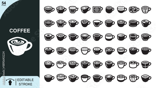 Extensive Coffee Icons Collection Vector