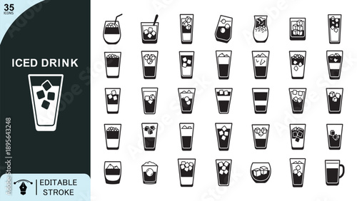 Minimal Iced Drink Icons Set