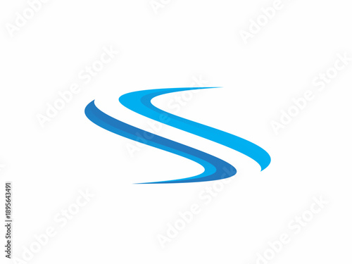 Abstract blue S letter logo design with wave and curve elements.