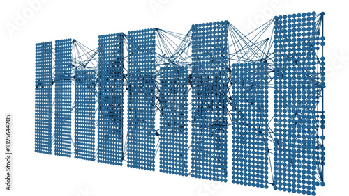 Row of Blue Solar Panels Installed in a Modern Energy Array.
