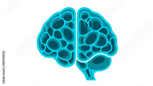 Blue Brain Illustration Showing Cerebrum, Cortex, and Neural Concepts for Science.