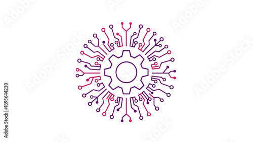 Abstract purple virus particle illustration with radial spikes.