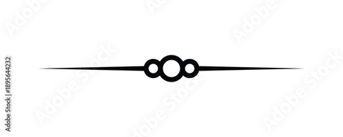 Minimalist Decorative Line Divider: Black Symmetrical Vector Border with Circular Accents and Tapered Ends for Elegant Document Formatting and Invitation Stationery