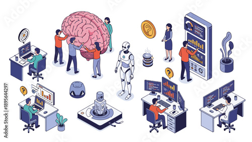 Collaborative neuroscience research and brain study in a modern lab.