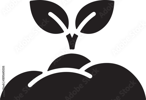 Simple black and white plant icon representing growth and nature