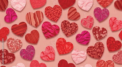 Handmade Paper Heart Pattern Background for Valentine Love Design