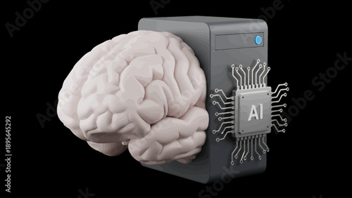 Convergence of Human Brain and Artificial Processing System Representing AI Power and Neural Hardware.