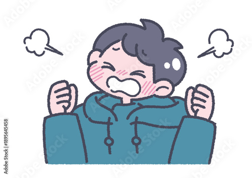 男の子と気持ちのイラスト　悔しい