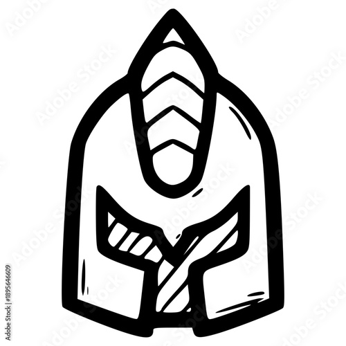 doodle knight helmet illustration hand drawn outline vector