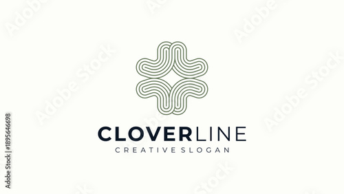Modern Geometric Line Art Clover Abstract Logo Template for Minimalist Business Identity