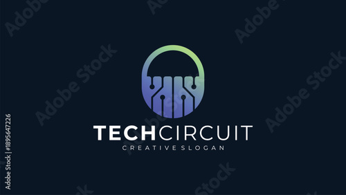 Modern Digital Circuit Technology Logo for Cyber security and Artificial Intelligence