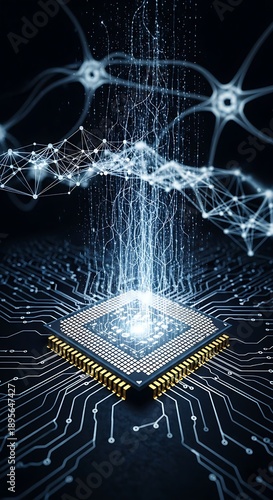 Illuminated central processing unit connected to neural networks