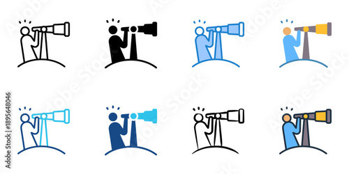 Forecasting icons set multiple style collection. Editable stroke 
