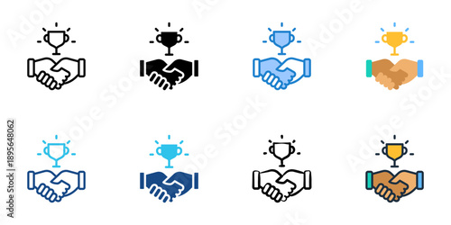 Deal won icons set multiple style collection. Editable stroke 
