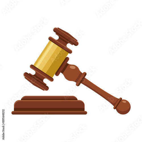 Vector Image Icon wooden gavel judge hammer which symbolizes law firm in Transparent PNG format