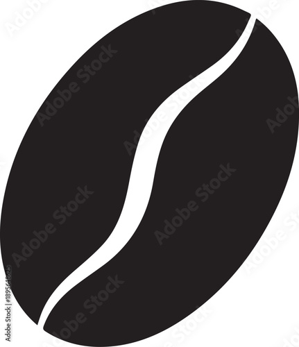 Minimalist Single Coffee Bean Silhouette with Groove.eps