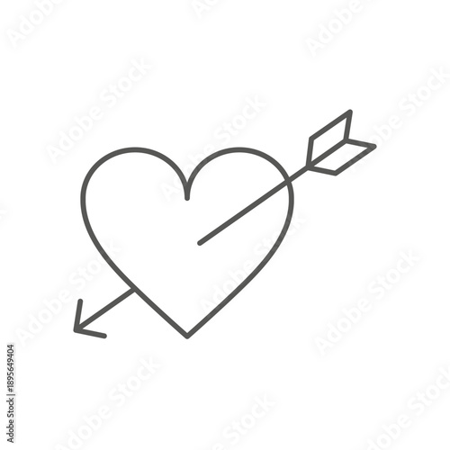 A minimalist line art illustration of a heart pierced by an arrow, symbolizing love, romance, and affection.
