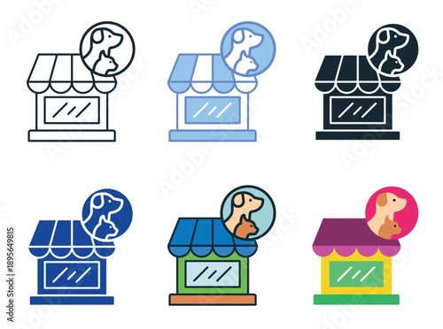 Pet Store icon set multiple style collection. Editable Colours and Outline