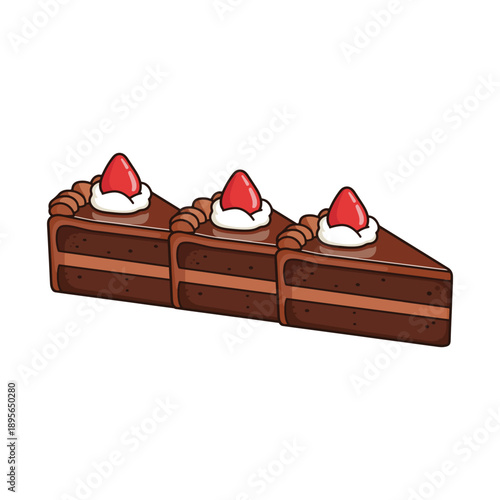 Wallpaper Mural Three Chocolate Cake Slices with Strawberry Topping Icon Torontodigital.ca